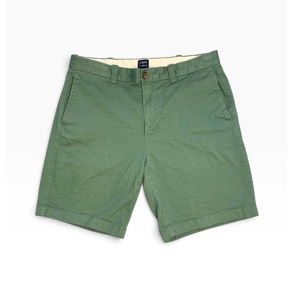 J.Crew Men's 9" Stretch Chino Shorts - Sage Green, Size 33 Preppy Summer Casual